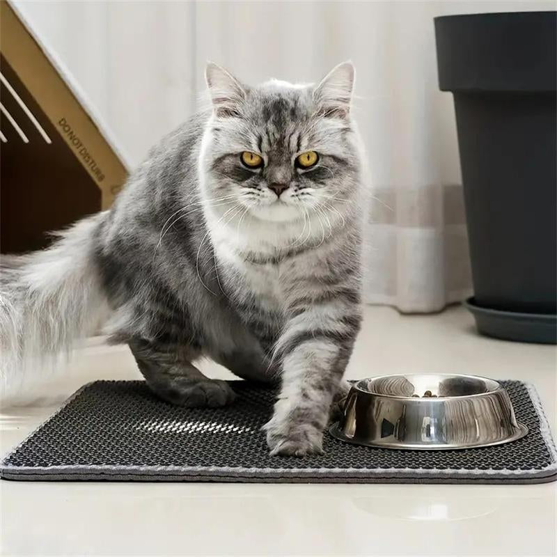 Double Layer Honeycomb Cat Litter Mat, 1 Count Durable & Washable Non-Slip Cleaning Solution for Pet Toilet, Litter Box & Kennel, Kitten Pet Litter Pellets Supplies, Puppy Playpen Pads