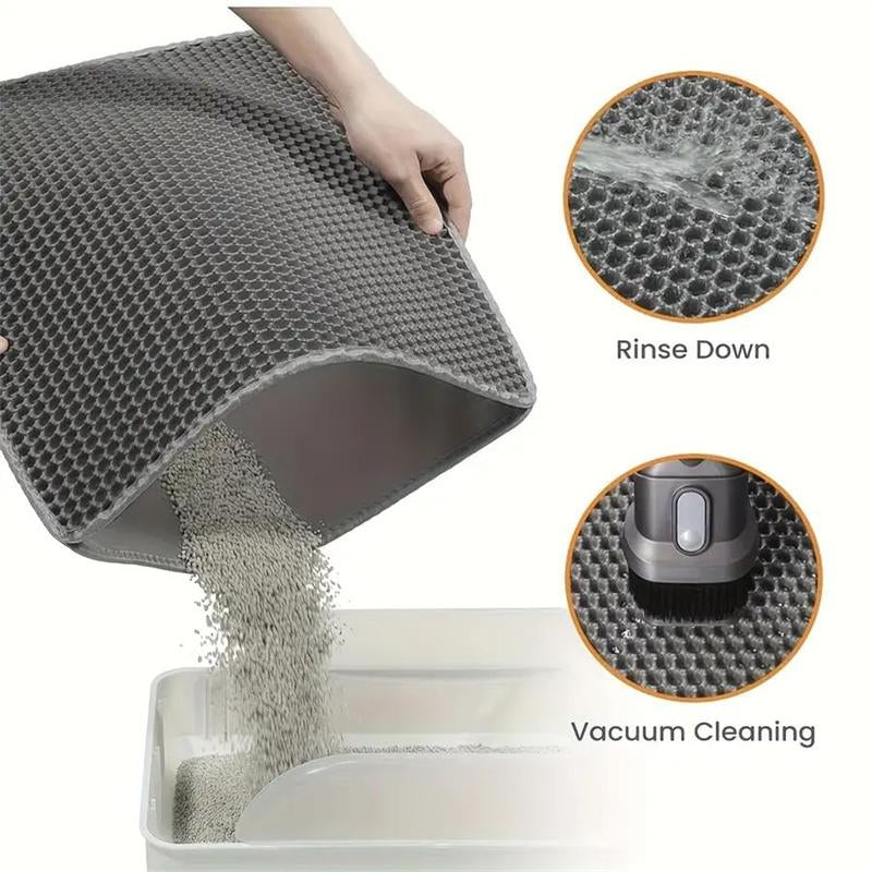 Double Layer Honeycomb Cat Litter Mat, 1 Count Durable & Washable Non-Slip Cleaning Solution for Pet Toilet, Litter Box & Kennel, Kitten Pet Litter Pellets Supplies, Puppy Playpen Pads