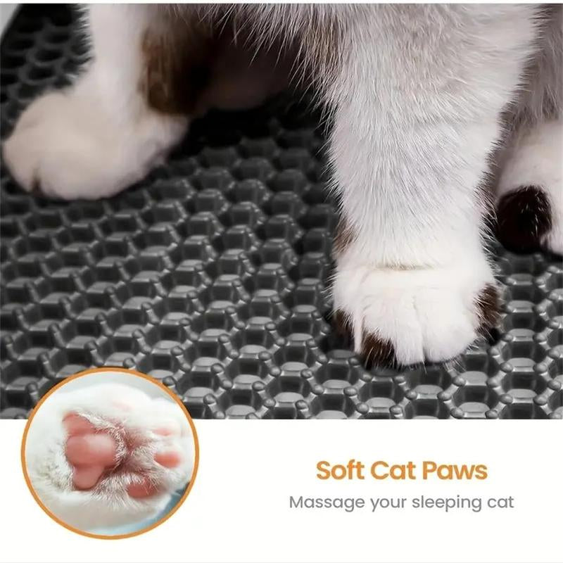 Double Layer Honeycomb Cat Litter Mat, 1 Count Durable & Washable Non-Slip Cleaning Solution for Pet Toilet, Litter Box & Kennel, Kitten Pet Litter Pellets Supplies, Puppy Playpen Pads