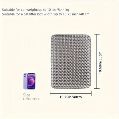 Double Layer Honeycomb Cat Litter Mat, 1 Count Durable & Washable Non-Slip Cleaning Solution for Pet Toilet, Litter Box & Kennel, Kitten Pet Litter Pellets Supplies, Puppy Playpen Pads