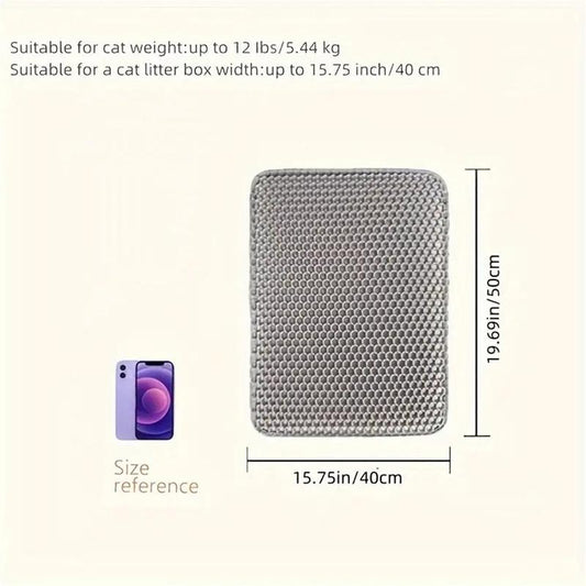 Double Layer Honeycomb Cat Litter Mat, 1 Count Durable & Washable Non-Slip Cleaning Solution for Pet Toilet, Litter Box & Kennel, Kitten Pet Litter Pellets Supplies, Puppy Playpen Pads
