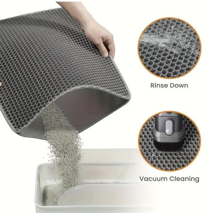 Double Layer Honeycomb Cat Litter Mat, 1 Count Durable & Washable Non-Slip Cleaning Solution for Pet Toilet, Litter Box & Kennel, Kitten Pet Litter Pellets Supplies, Puppy Playpen Pads