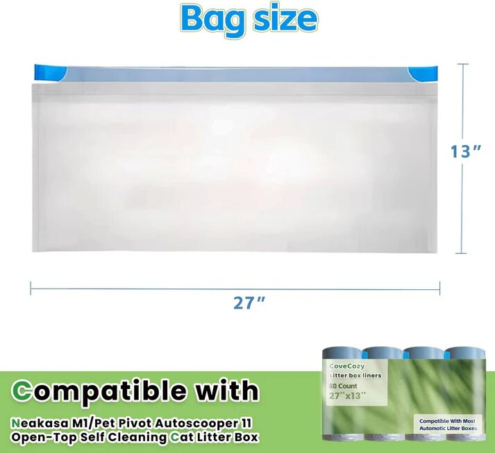 80 Heavy-Duty Cat Litter Bags - Perfect Fit for Neakasam1 and Pet Pivot Autoscooper 11