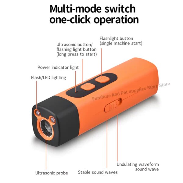 Safe & Humane Ultrasonic Dog Repeller – Portable Bark Control & Training Aid (Rechargeable)