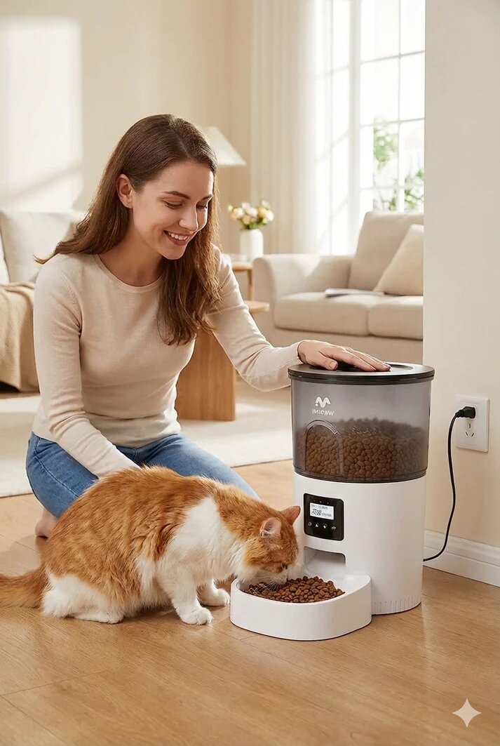 Revolutionary Automatic Cat Feeder-Dual Power Supply for Cats and Small Dogs