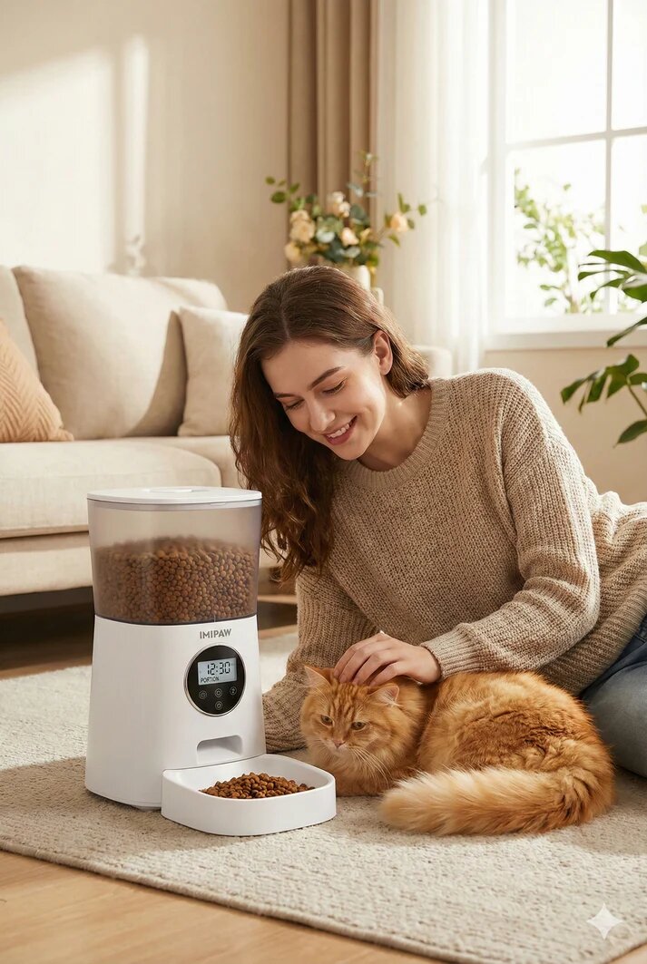 Revolutionary Automatic Cat Feeder-Dual Power Supply for Cats and Small Dogs