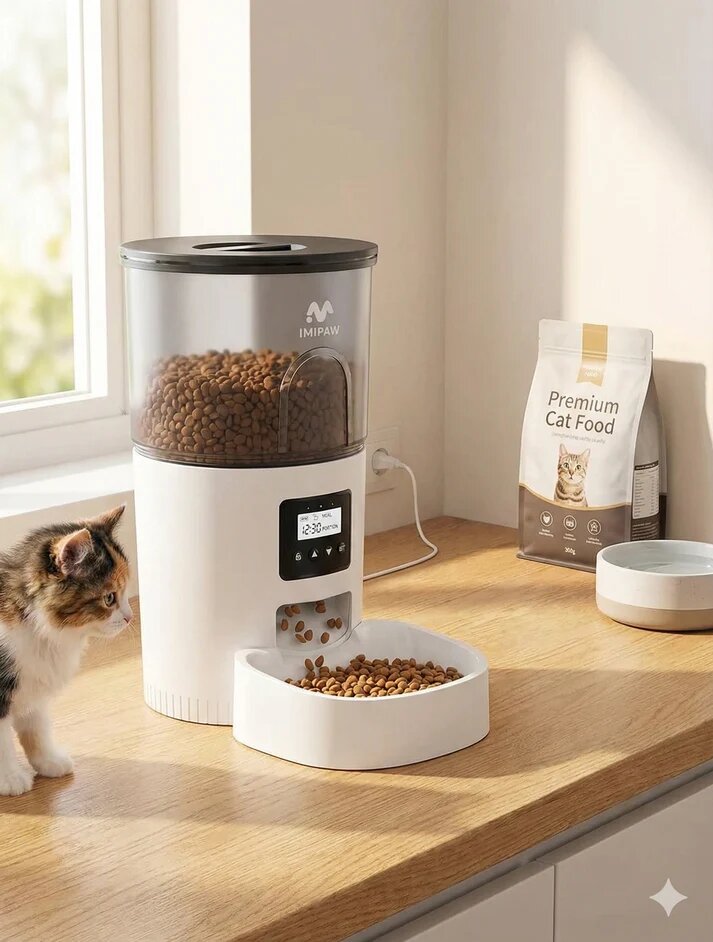 Revolutionary Automatic Cat Feeder-Dual Power Supply for Cats and Small Dogs