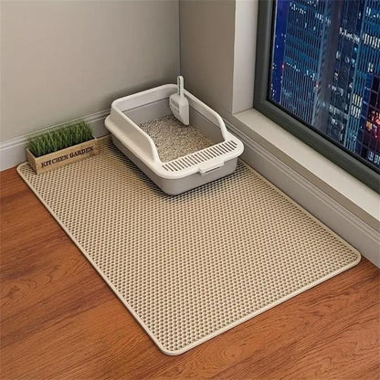 Double Layer Honeycomb Cat Litter Mat, 1 Count Durable & Washable Non-Slip Cleaning Solution for Pet Toilet, Litter Box & Kennel, Kitten Pet Litter Pellets Supplies, Puppy Playpen Pads
