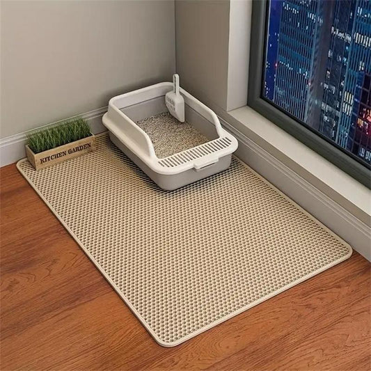 Double Layer Honeycomb Cat Litter Mat, 1 Count Durable & Washable Non-Slip Cleaning Solution for Pet Toilet, Litter Box & Kennel, Kitten Pet Litter Pellets Supplies, Puppy Playpen Pads