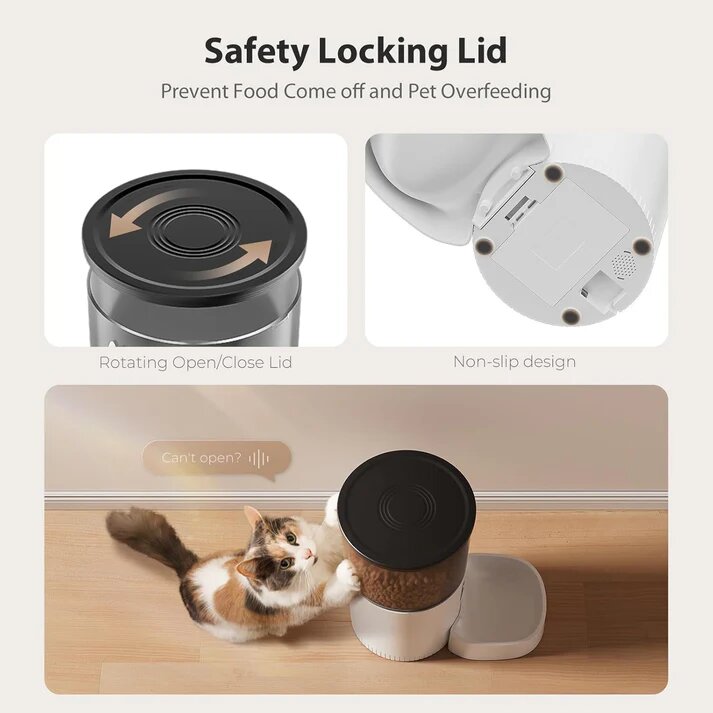 Revolutionary Automatic Cat Feeder-Dual Power Supply for Cats and Small Dogs