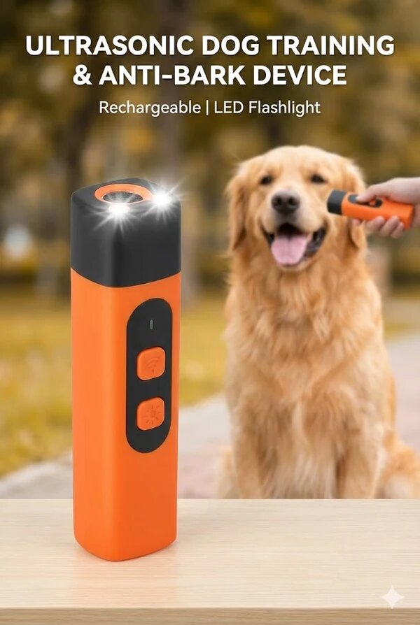 Safe & Humane Ultrasonic Dog Repeller – Portable Bark Control & Training Aid (Rechargeable)
